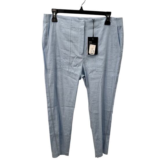 THEORY NWT Treeca Slim Crop Blue Linen Blend Pants // 8 - Picture 1 of 10